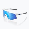 100% Speedcraft matte white/hyper blue multilayer mirror sunglasses