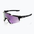 100% Speedcraft sunglasses polished black/ hyper polarized lavender mirror