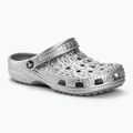 Crocs Classic Metallic Crocskin slides silver