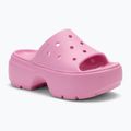 Women's Crocs Stomp Slide pink tweed slides