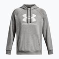 Men's Under Armour Rival Fleece Logo HD castlerock light heather/white hoodie 4