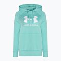 Under Armour women's Rival Fleece Big Logo Hoody radial turquoise/white sweatshirt 4