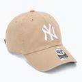 47 Brand MLB New York Yankees CLEAN UP W/No Loop Label khaki baseball cap