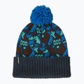 Patagonia Powder Town winter cap across oceans/smolder blue