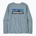 Women's Patagonia P-6 Logo Responsibili-Tee thermal blue longsleeve 4