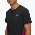 Men's running T-shirt Under Armour Trail Run Zip black/shaded fuchsia/reflective 3