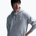 Men's sweatshirt Nike Club Full Zip Hoodie dark grey heather/light smoke grey/white 5