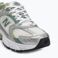 New Balance 530's silver metallic/mallard green shoes 7