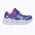 SKECHERS Heart Lights Retro Hearts children's shoes navy leather/multi trim 10