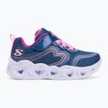 SKECHERS Heart Lights Retro Hearts children's shoes navy leather/multi trim 2