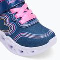 SKECHERS Heart Lights Retro Hearts children's shoes navy leather/multi trim 7