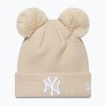 Women's winter cap New Era Wmns Double Pom Nyy light beige