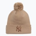 Women's New Era Metallic Bobble Knit Beanie New York Yankees beige