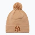 Women's New Era Metallic Bobble Knit Beanie New York Yankees beige