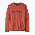 Men's Patagonia Cap Cool Daily Graphic Shirt '73 text logo / potters red x-dye longsleeve