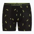 Men's thermal boxer briefs icebreaker Anatomica Snow Day black/peridot/aop