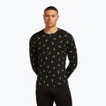Men's Icebreaker Merino 200 Oasis Crewe Snow Day thermal longsleeve black/peridot/aop