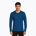 Men's thermal base layer top icebreaker Merino 200 Oasis Crewe Snow Day atlantis/topaz/aop