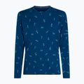 Men's thermal base layer top icebreaker Merino 200 Oasis Crewe Snow Day atlantis/topaz/aop 7