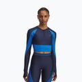 Women's training longsleeve Under Armour HeatGear Rib 1/4 Zip washed navy/blue atlantis/blue atlantis