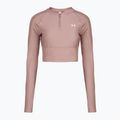 Women's training longsleeve Under Armour HeatGear Rib 1/4 Zip tourmaline pink/tourmaline pink/white
