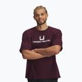 Men's T-shirt Under Armour Logo Heayweight dark maroon/white