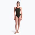 Women's one-piece swimsuit arena One Double Cross Back One Piece dark sage/black/fluo red 5