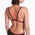 Women's one-piece swimsuit arena One Double Cross Back One Piece dark sage/black/fluo red 8