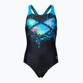 Children's one-piece swimsuit arena Multi Pixels New Swim Pro Back black/turquoise