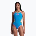 Women's one-piece swimsuit arena One Double Cross Back One Piece turquoise/fluo pink/soft green 6