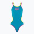 Women's one-piece swimsuit arena One Double Cross Back One Piece turquoise/fluo pink/soft green