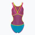 Women's one-piece swimsuit arena One Double Cross Back One Piece turquoise/fluo pink/soft green 2