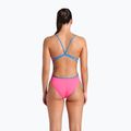 Women's one-piece swimsuit arena Lace Back Solid shocking pink/blue river 3