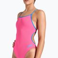 Women's one-piece swimsuit arena Lace Back Solid shocking pink/blue river 4