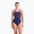 Women's one-piece swimsuit arena Foggy Dots Swim Pro Back navy / blue cosmo