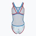 Women's one-piece swimsuit arena One Fireflow Double Cross red/blue river/white multi 2