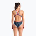 Women's one-piece swimsuit arena One Fireflow Double Cross blue river/red/black multi 3