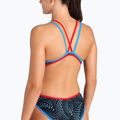 Women's one-piece swimsuit arena One Fireflow Double Cross blue river/red/black multi 5