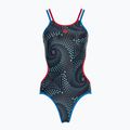 Women's one-piece swimsuit arena One Fireflow Double Cross blue river/red/black multi
