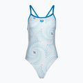 Women's one-piece swimsuit arena Fireflow Challenge back blue river/white multi