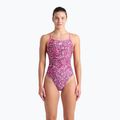 Women's one-piece swimsuit arena Pink Dahlia Lace Back shocking pink/multi