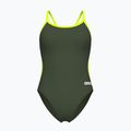 Women's one-piece swimsuit arena Lace Back Solid dark sage/artic lime