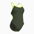 Women's one-piece swimsuit arena Lace Back Solid dark sage/artic lime 3