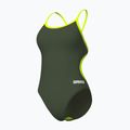 Women's one-piece swimsuit arena Lace Back Solid dark sage/artic lime 4