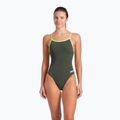 Women's one-piece swimsuit arena Lace Back Solid dark sage/artic lime 5