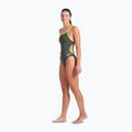 Women's one-piece swimsuit arena Lace Back Solid dark sage/artic lime 6