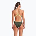 Women's one-piece swimsuit arena Lace Back Solid dark sage/artic lime 7