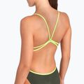 Women's one-piece swimsuit arena Lace Back Solid dark sage/artic lime 9