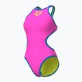 Women's one-piece swimsuit arena One Biglogo One Piece shocking pink/blue river 4