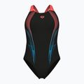 Women's one-piece swimsuit arena Blast V Back black/calypso coral